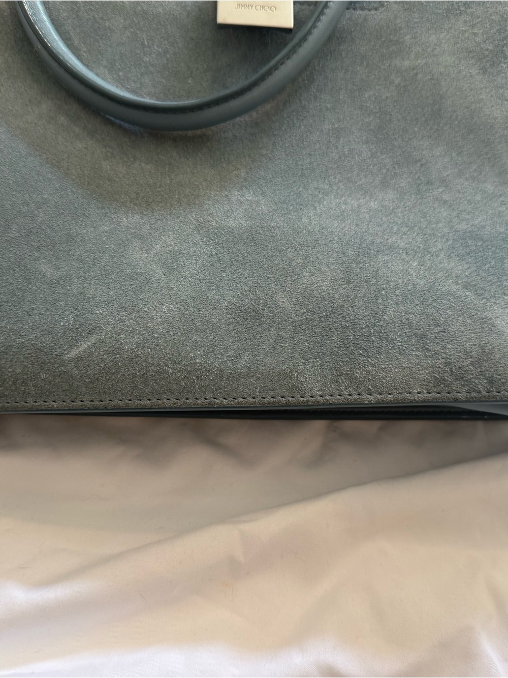 Jimmy Choo Slate Blue Suede Satchel with Top Handles - Picture 7 of 10